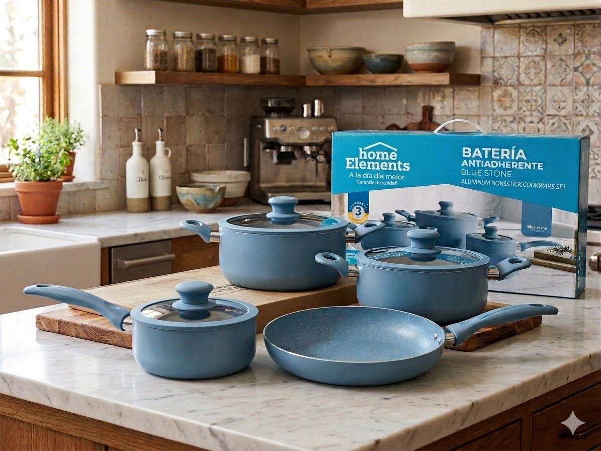 Bateria Antiadherente  blue stone 7 piezas