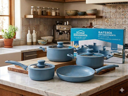 Bateria Antiadherente  blue stone 7 piezas