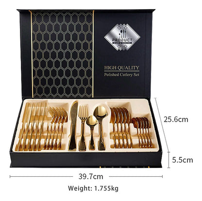 SET DE CUBIERTOS 24pcs DORADO