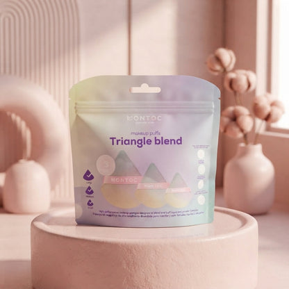 Set de borlas triangulares para maquillaje X3 Tornasol Montoc