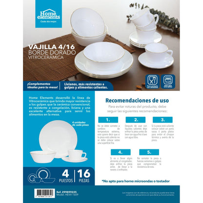 Vajilla Borde Dorado home Elements