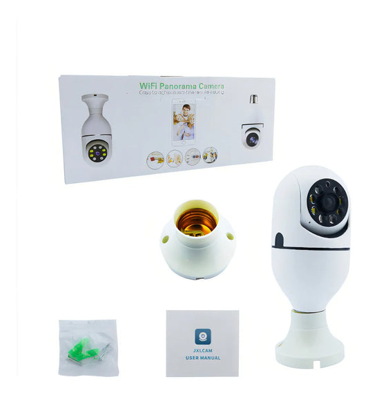 Cámara de Seguridad WiFi Panorámica Tipo Bombillo