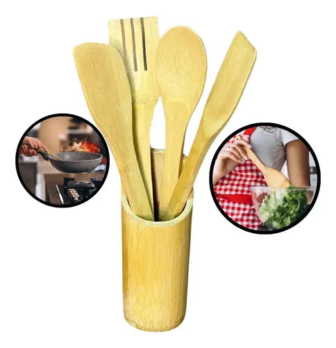 Utensilios de madera más soporte