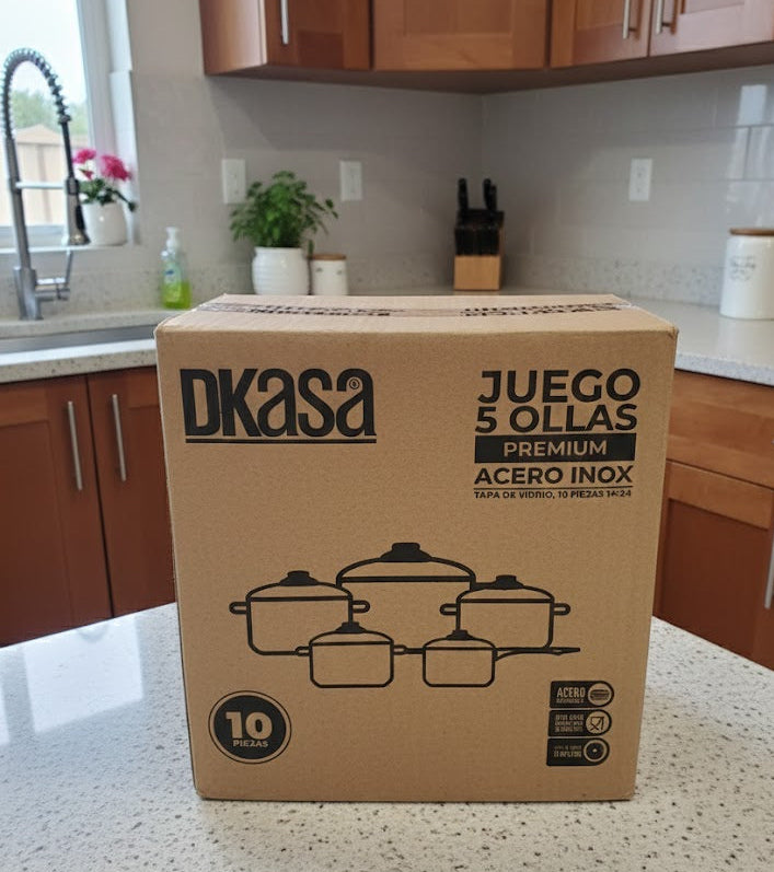 Juego de ollas x5 de acero inoxidable Dkasa