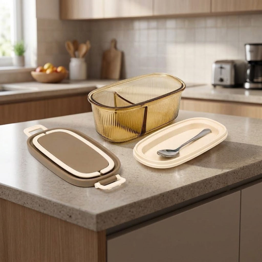 Recipiente con división vidrio Ambar home Elements