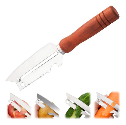 Pelador multifuncional con mango de madera