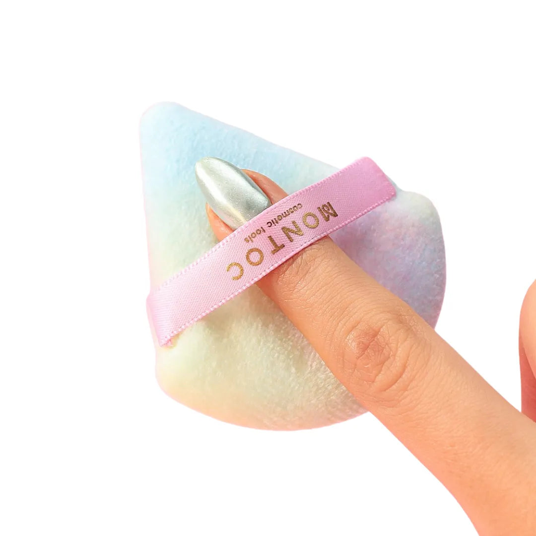 Set de borlas triangulares para maquillaje X3 Tornasol Montoc