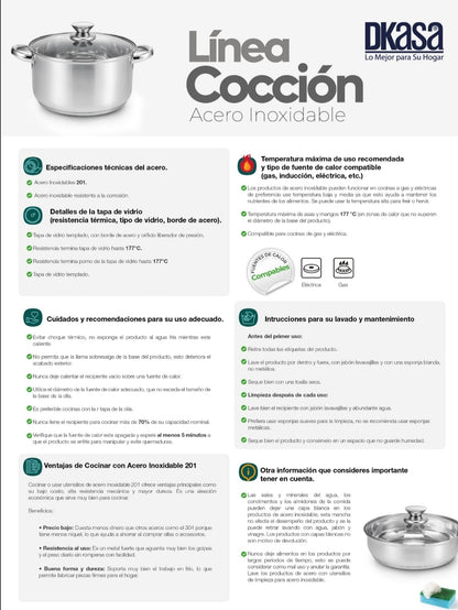 Batería 8 piezas de acero inoxidable Dkasa