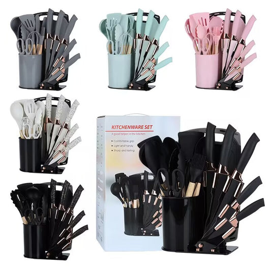 Set de Utensilios de Cocina con Cuchillos y Base Organizadora