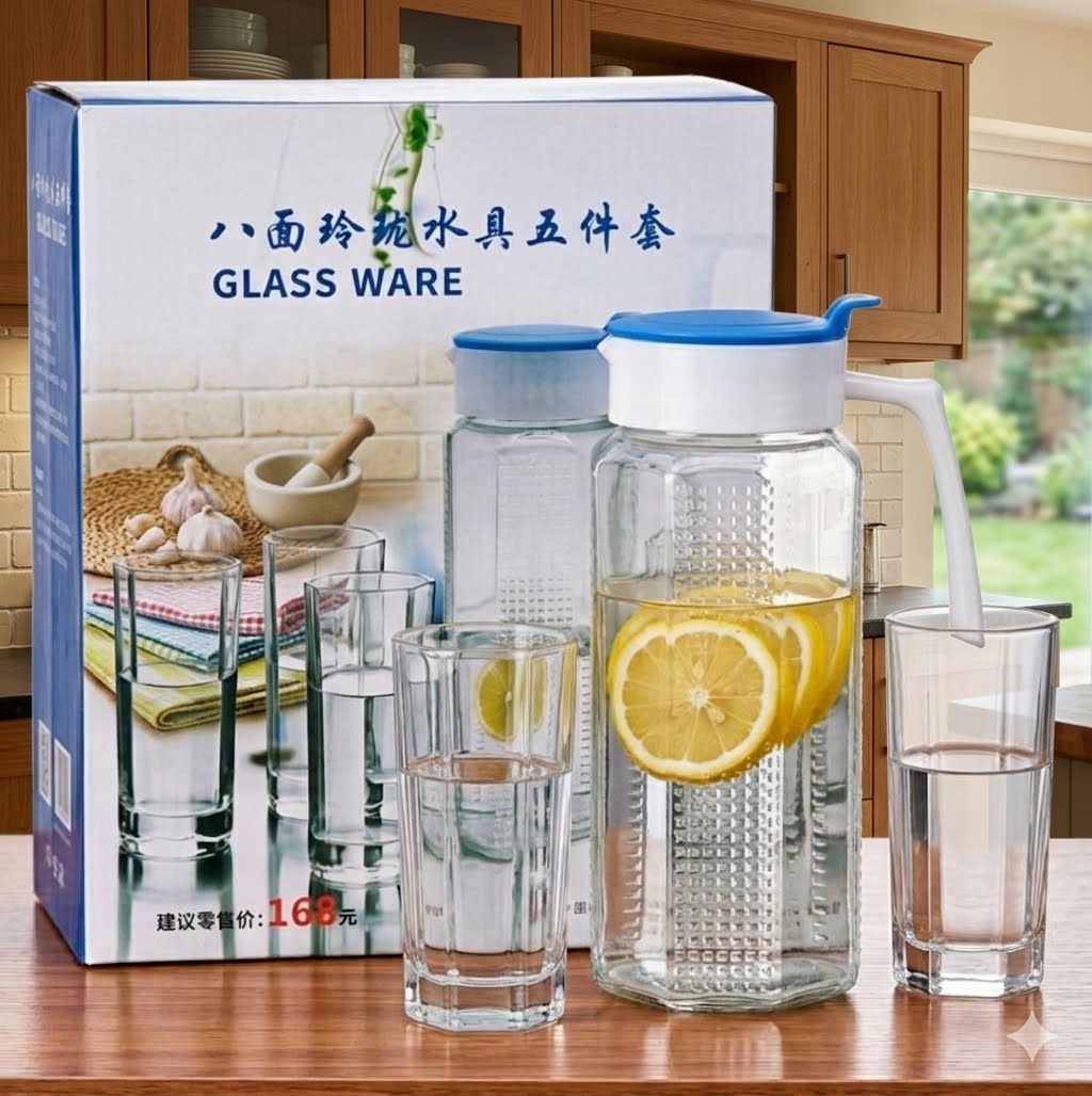 Set de jarra + 4 vasos