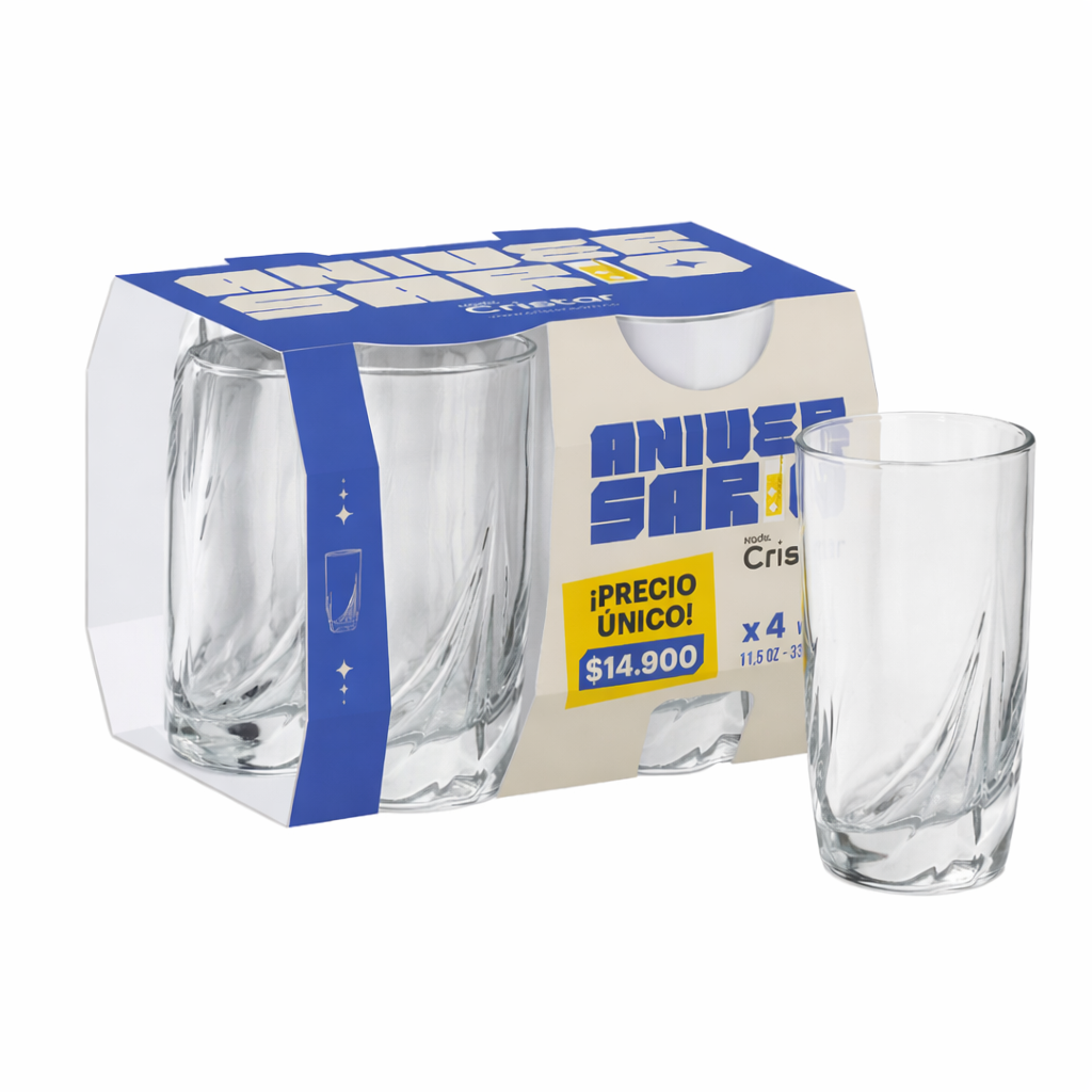 Set de 4 vasos  cristal 338 ML