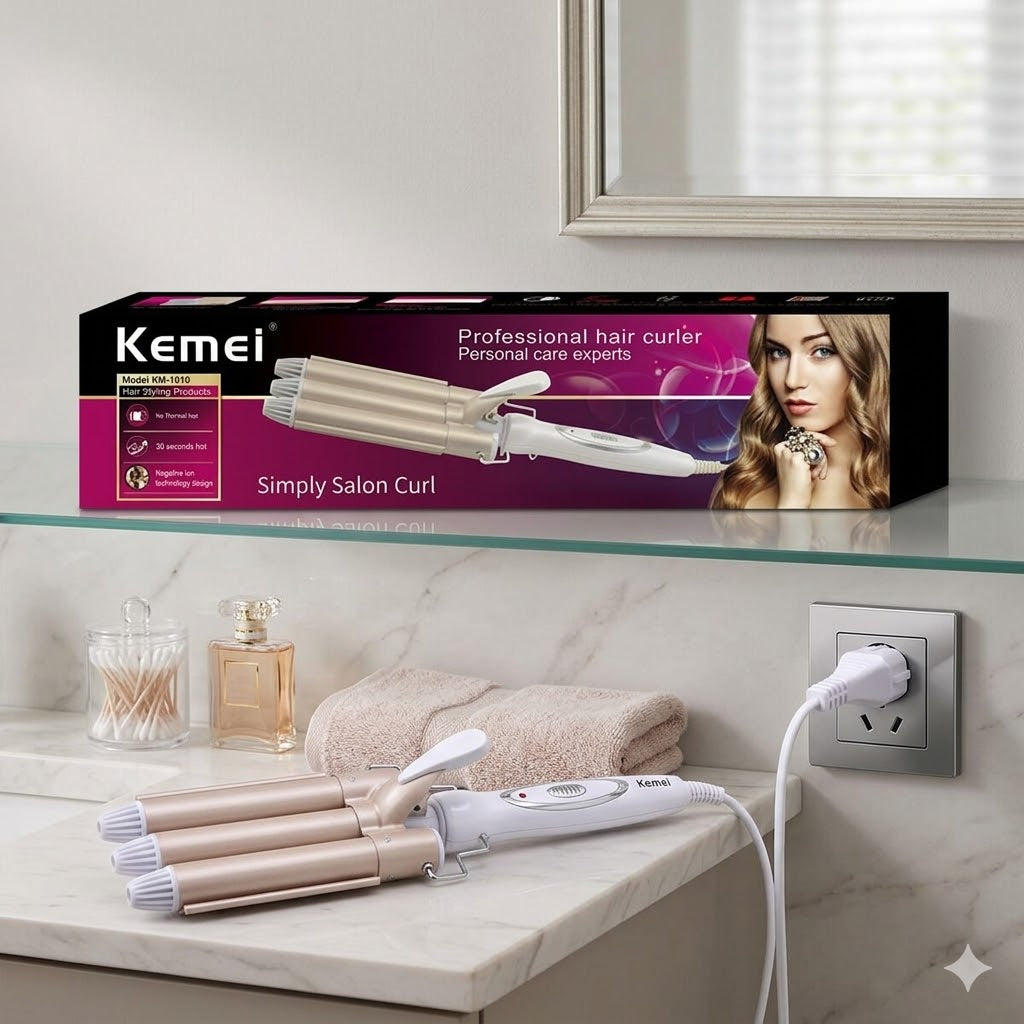 Rizador tres tubos Kemei KM-1010
