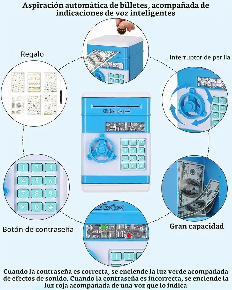 Alcancia Electronica Roba Billetes Caja Fuerte Con Clave