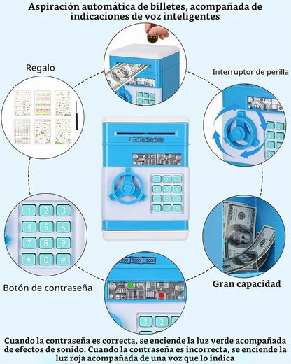 Alcancia Electronica Roba Billetes Caja Fuerte Con Clave