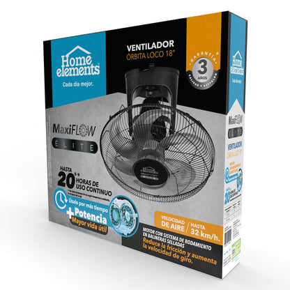 Ventilador Orbita Loco Negro 18" Maxi Flow home Elements