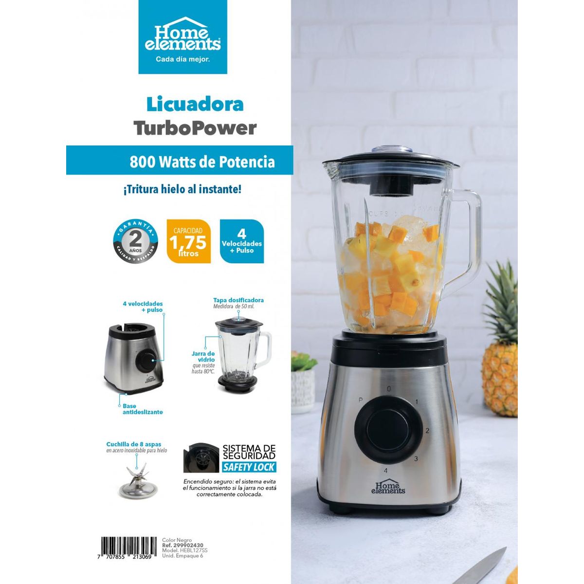 Licuadora turbo power home Elements