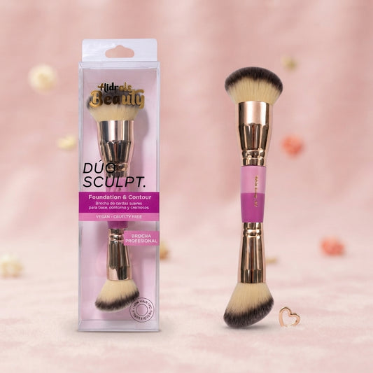 Brocha duo para base y contorno Alma Beauty