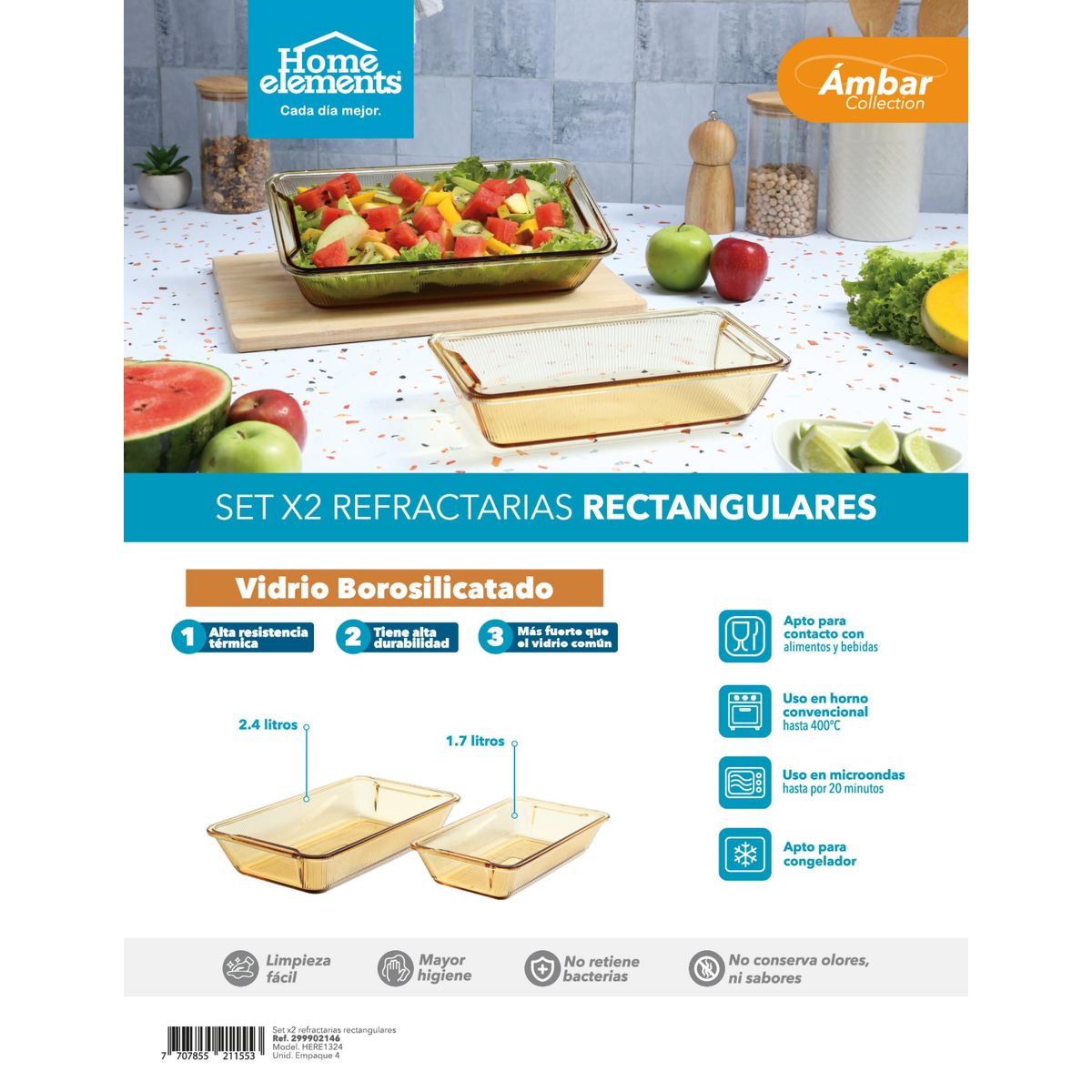 Set por 2 Refractarias - Rectangulares home Elements