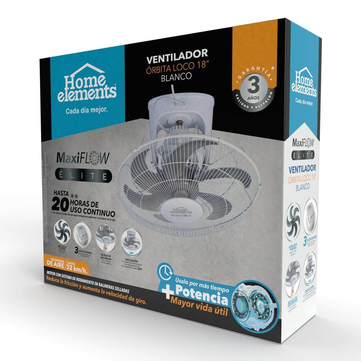 Ventilador Orbita loco Blanco 18" MaxiFlow home Elements