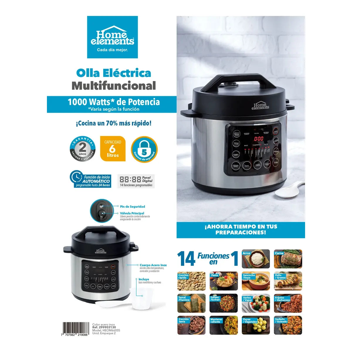 Olla multifuncional home Elements 6 Litros
