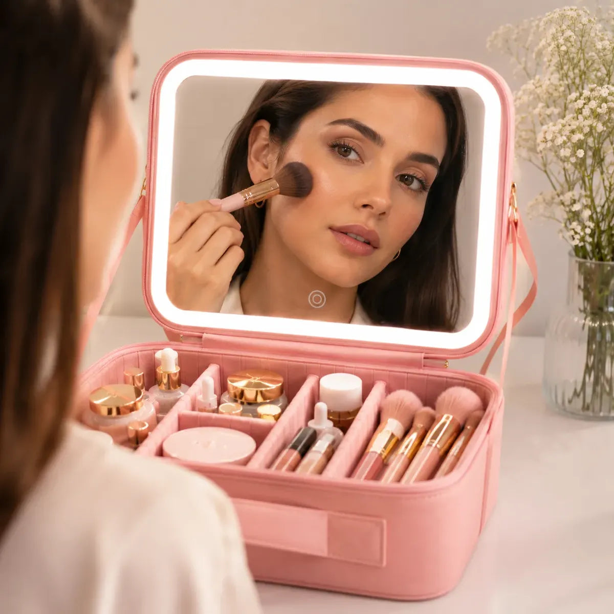 Cosmetiquera Profesional Con Espejo Luz Led