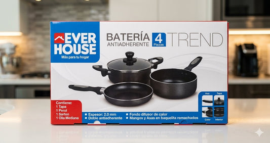 Batería antiadherente 4 piezas Ever house