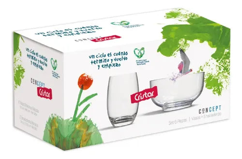 Set 6 piezas  vasos+ ensaladera