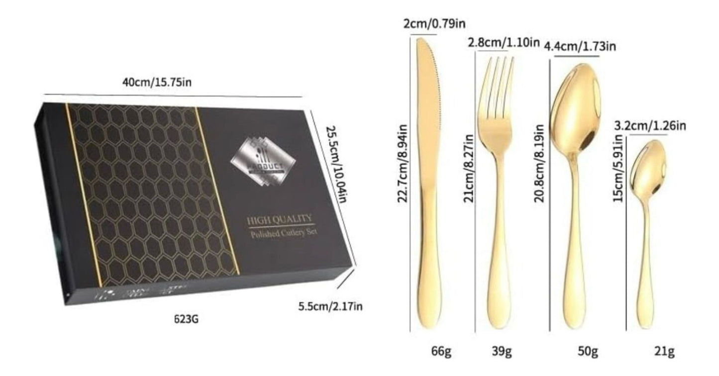 SET DE CUBIERTOS 24pcs DORADO