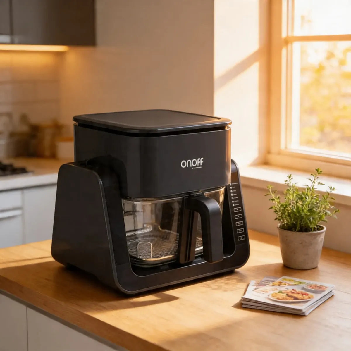 Freidora de vidrio grill 2 en 1 onoff