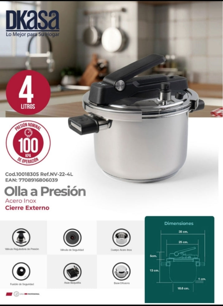 Olla a presión acero inoxidable Dkasa 4 L
