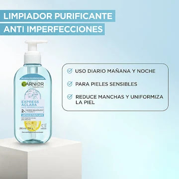 Limpiador Facial Garnier Express Aclara Anti Imperfecciones Gel Botella X 200 Ml